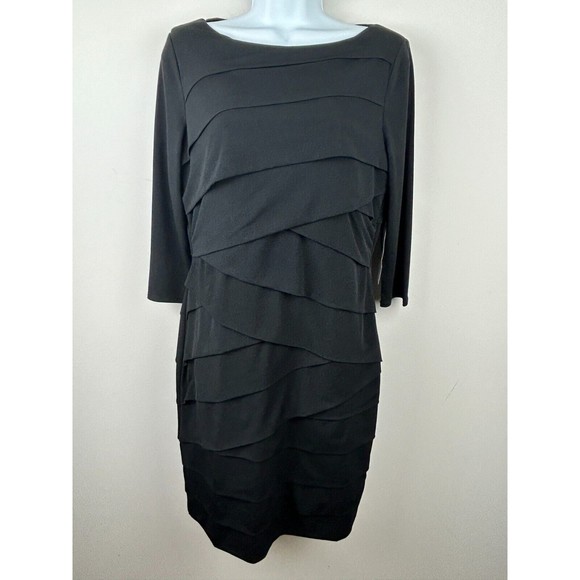 White House Black Market Shapewear Slimming Black Bandage Dress 14 Petite NWT - Picture 5 of 10